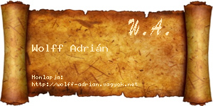 Wolff Adrián névjegykártya